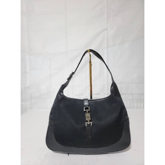 Authentic Gucci Vintage Jackie Nylon Shoulder Bag Black - Picture 1 of 11